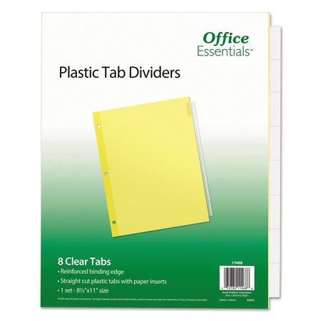Office Essentials Index Dividers 8-1/2 x 11", Clear, Pk8 11468